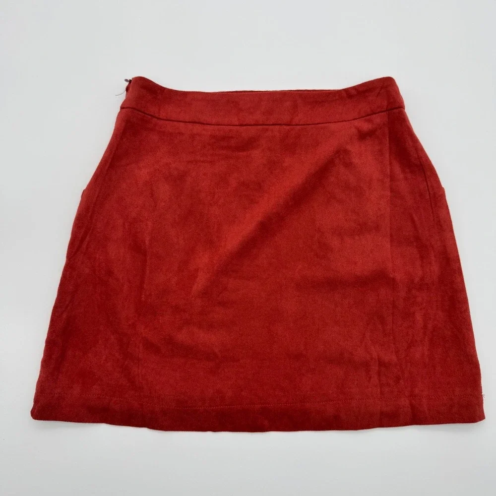 Altar'd State Rust Red Orange Faux Suede Mini Skirt Womens Small‎ Boho A-Line